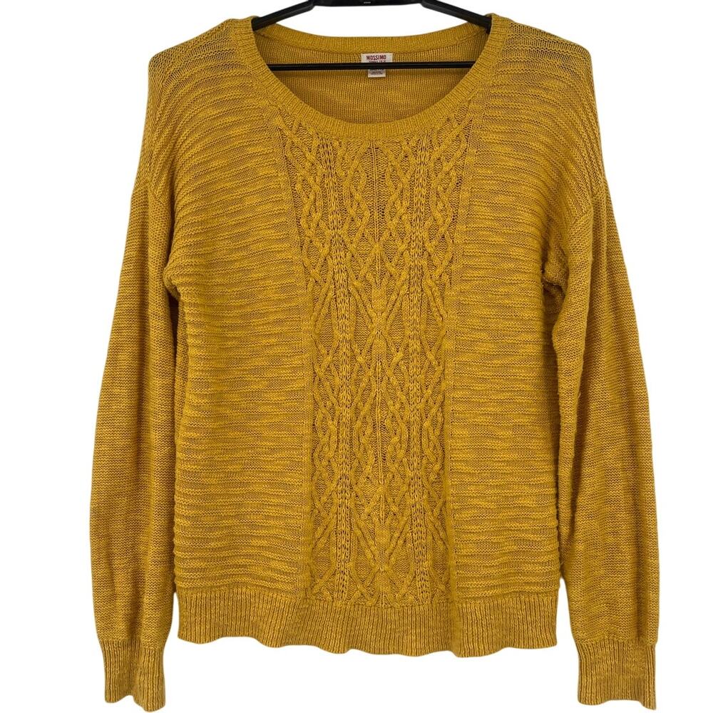 Mossimo Cable Knit Womens Sweater Sz XXL Mustard Boho Rustic Cottage Lagenlook - Picture 2 of 11
